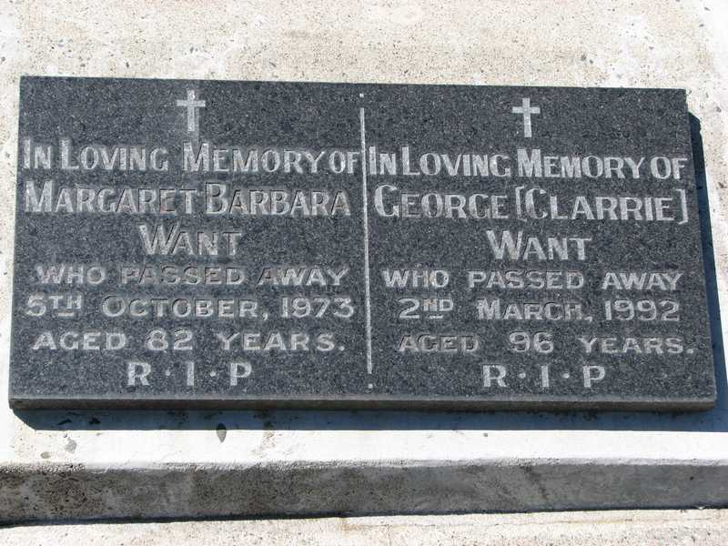 Photo of headstones/George Clarence Want d1992 hdstn MacLean Lawn cem